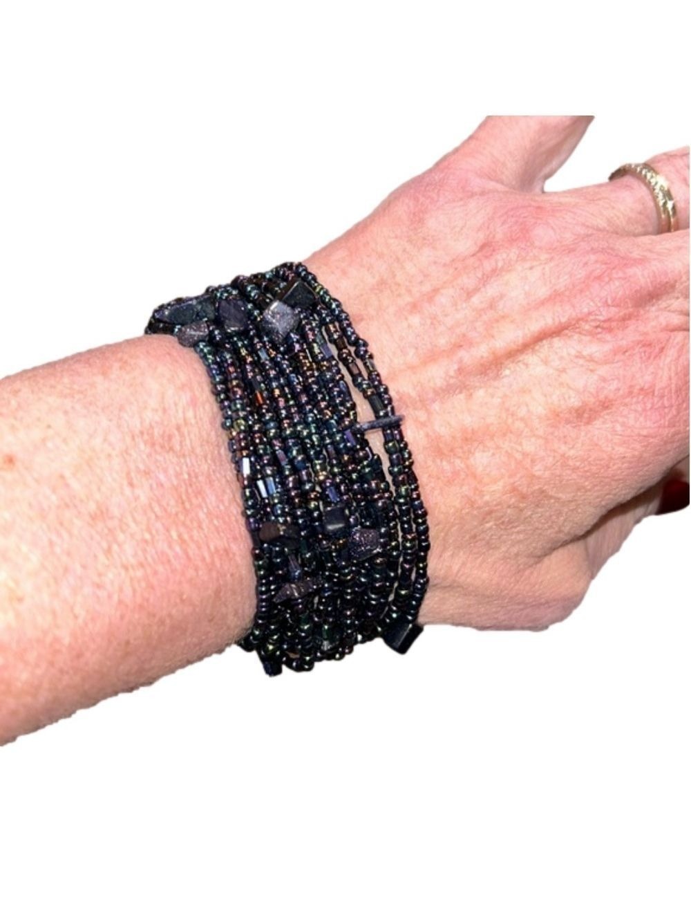Bracelet with Shiny Blue & Purple Beads 8”